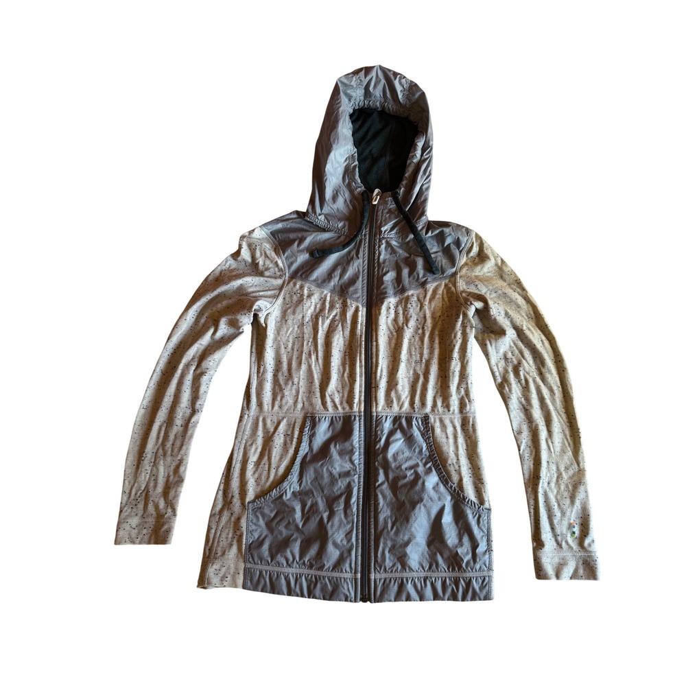 Smartwool Merino Wool Full Zip Hybrid Midlayer Hoodie Oatmeal Women Medium